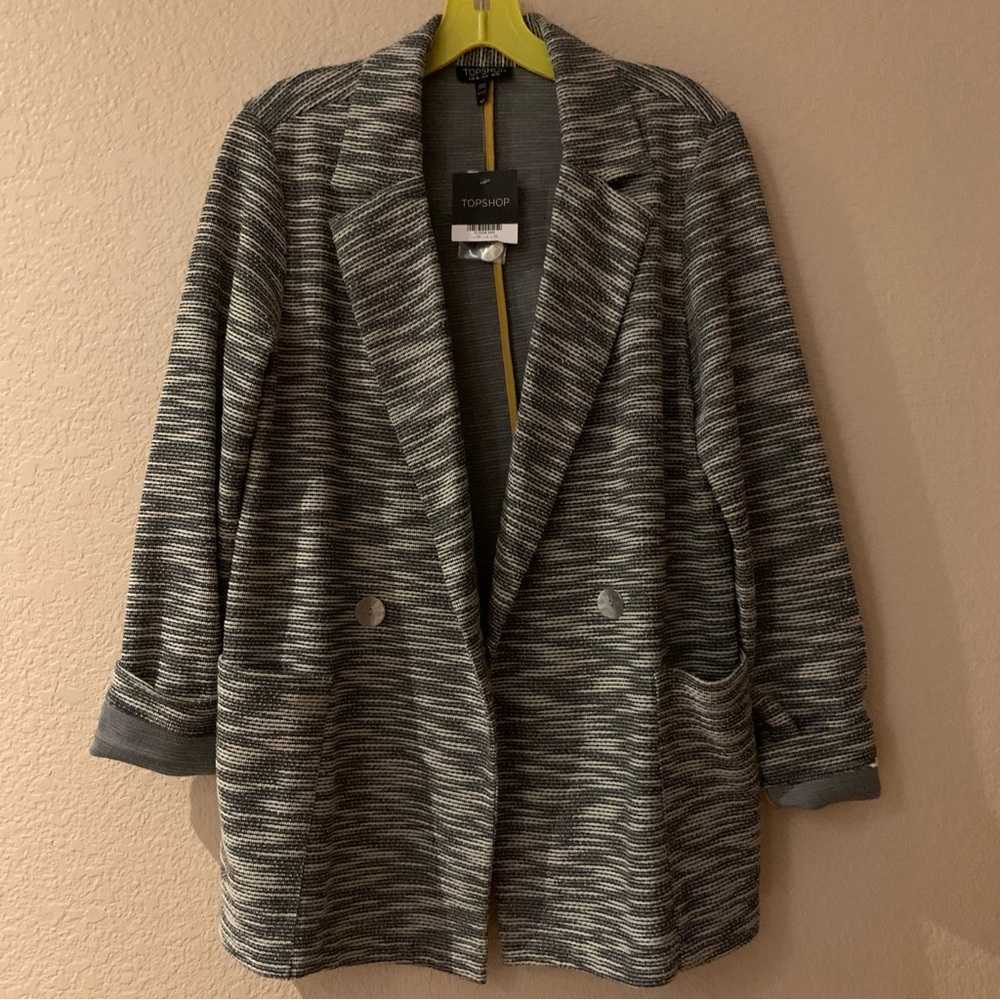 BRAND NEW Topshop Women’s Blazer Size 38 Boyfriend Style Work Blazer Gray NWT